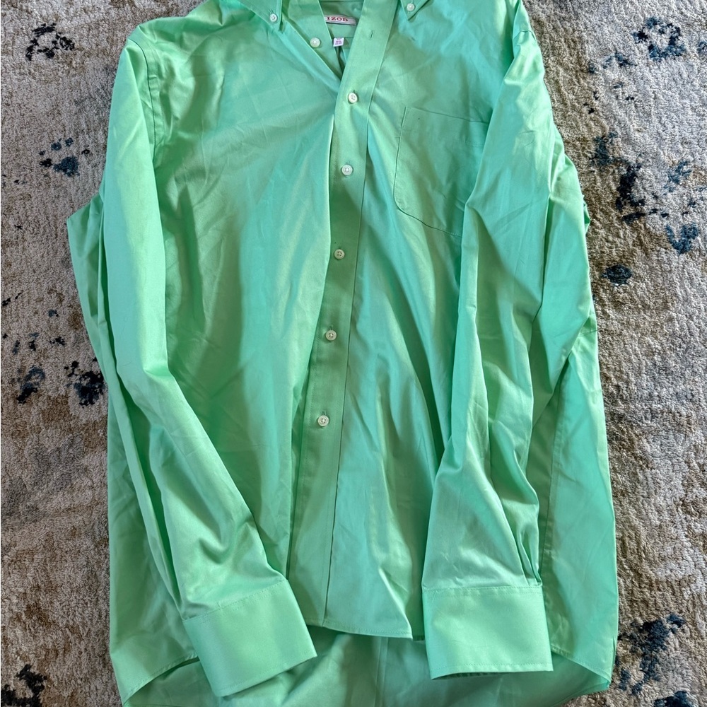 Izod Light Green Casual Button-Down Shirt